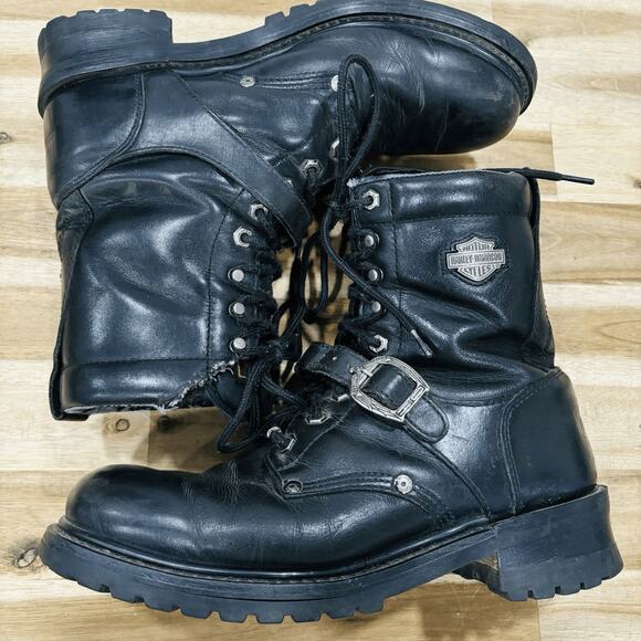 Harley-Davidson Men's Faded Glory Black Leather Motorcycle Riding Boots Size 10 - Picture 8 of 13